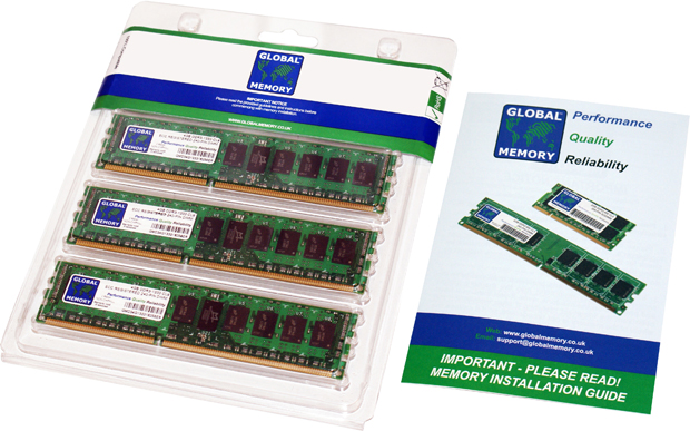 3GB (3 x 1GB) DDR3 1066MHz PC3-8500 240-PIN ECC REGISTERED DIMM (RDIMM) MEMORY RAM KIT FOR HEWLETT-PACKARD SERVERS/WORKSTATIONS (3 RANK KIT NON-CHIPKILL)